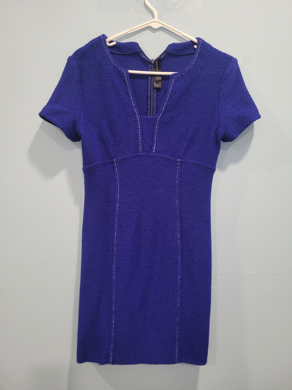 St. John Electric Blue Short Sleeve Knit Mini Dress